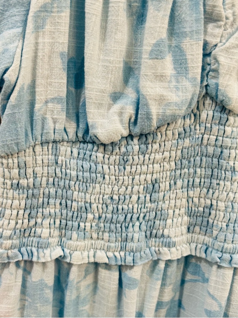 INC International Concepts Sky Blue Floral Smocked Off Shoulder Dress Jolene L - Picture 8 of 12